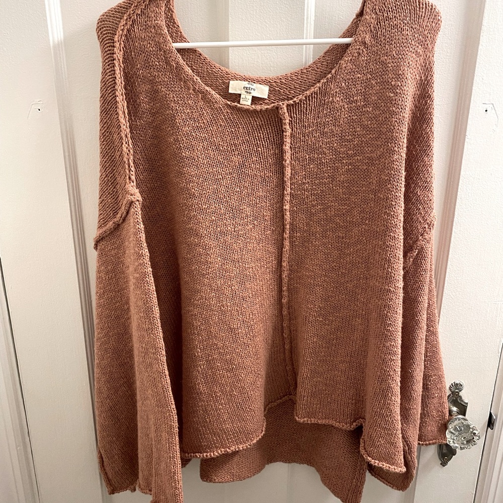 Oversized Sleeves Blush Sweater